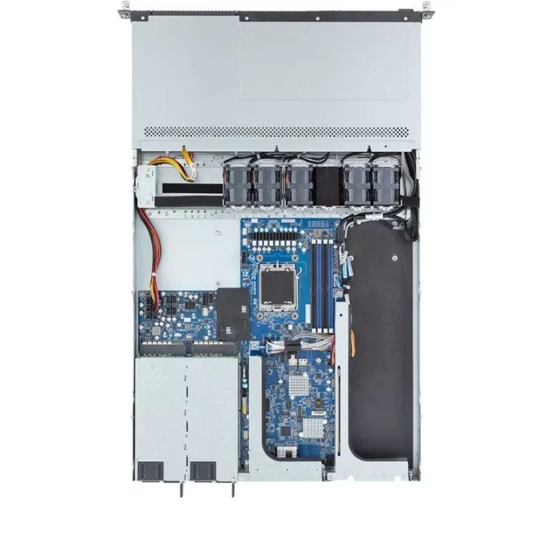 1U stelažo serverio platforma GIGABYTE R133-C13-ACG1 — AMD B650E pagrindinė plokštė, lizdas AM5, 4x DDR5 UDIMM lizdai, 800W perteklinis maitinimo šaltinis, 4x 2,5 colio/3,5 colio krepšeliai