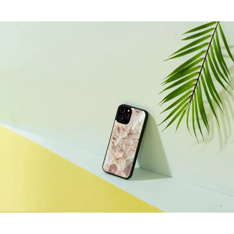 Apsauginis telefono dėklas iKins, skirtas Apple iPhone 12 / 12 Pro – rožinio marmuro dizainas