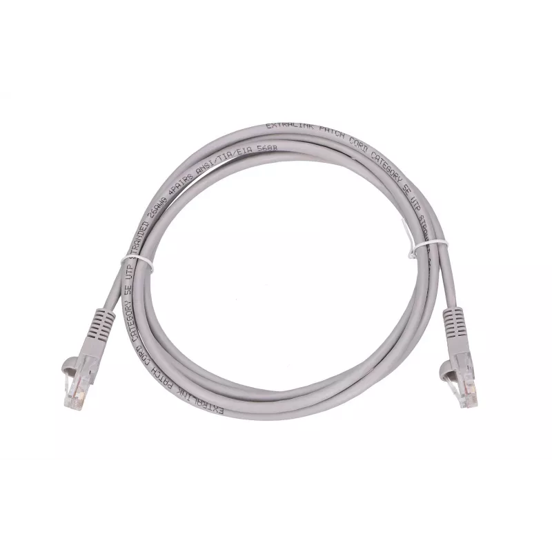 LAN pataisos laidas Extralink Cat.5e UTP 2 m, RJ-45 į RJ-45, pilkas