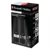 Russell Hobbs 28010-56 elektrinis druskos malūnėlių rinkinys (automatinis, reguliuojamas malimas, apšvietimas ant pagrindo, juodas metalinis dizainas) pipirų malūnėlis