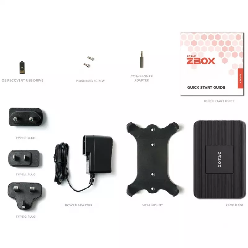 Mini kompiuteris Zotac ZBOX PI336-W5C Intel Celeron N6211 4 GB RAM 128 GB eMMC Intel UHD Windows 11 Pro