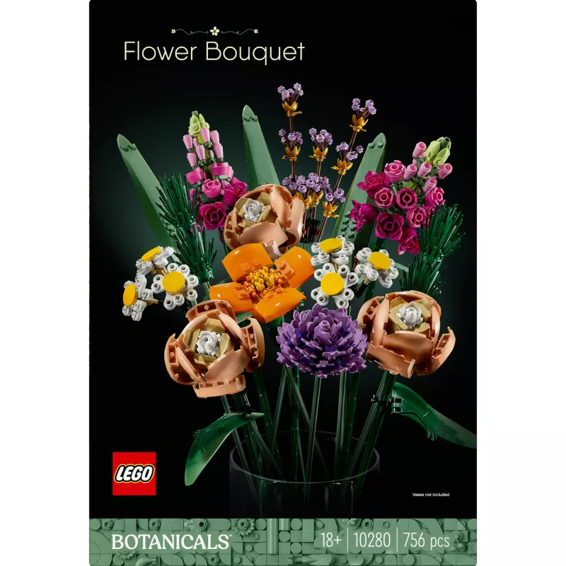 LEGO 10280 Icons Gėlių puokštė – dirbtinės gėlės suaugusiems, dekoratyvinis namų aksesuaras, dovana moterims ir vyrams
