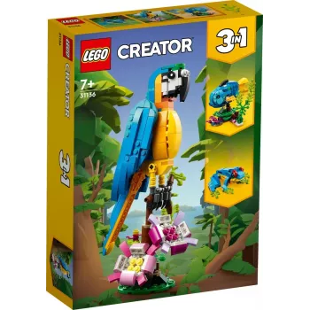 LEGO kūrybinis rinkinys Egzotiška papūga 31136 – Creator modelis, 253 detalės, 220×120×110 mm