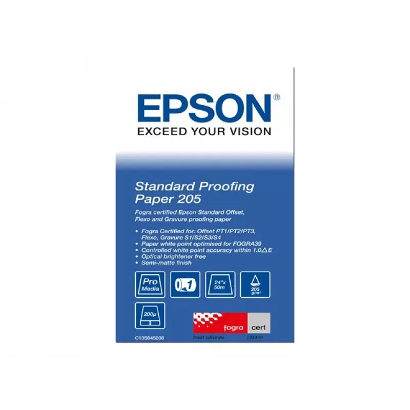 Epson Standard Proofing Paper, 24 colių x 50 m, 205 g/m², pusiau matinis