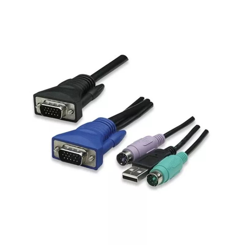 Intellinet 8 prievadų stovo KVM jungiklis, kombinuotas USB + PS/2, ekraninis meniu, kabeliai komplekte (Euro 2 kištukas)