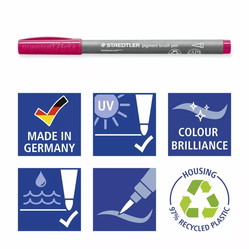 Staedtler pigment brush pen 371 teptukinis flomasteris auksinis 1 vnt.