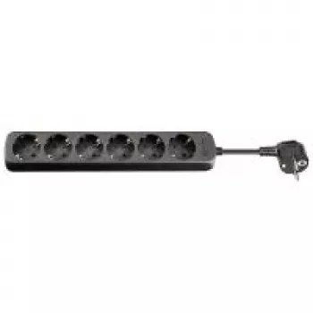 Wentronic Goobay Steckdosenleiste 3 m, Schwarz, 3 m - 6x Schutzkontaktbuchse (96050)