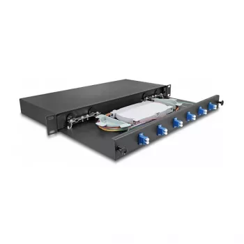 Skaidulinės optikos sujungimo dėžė DeLOCK 66997 Juoda Metalinė 482x220 mm