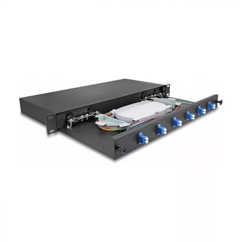 Skaidulinės optikos sujungimo dėžė DeLOCK 66997 Juoda Metalinė 482x220 mm