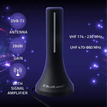 Televizijos antena QOLTEC TV DVB-T/T2 Qoltec (vidaus / lauko) modelis 57065