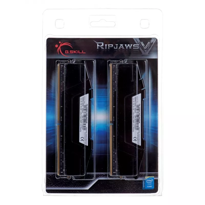 G.SKILL Ripjaws V Series DDR4 64GB (4x16GB) 3200MHz CL16 atminties rinkinys, juodas (F4-3200C16Q-64GVK)