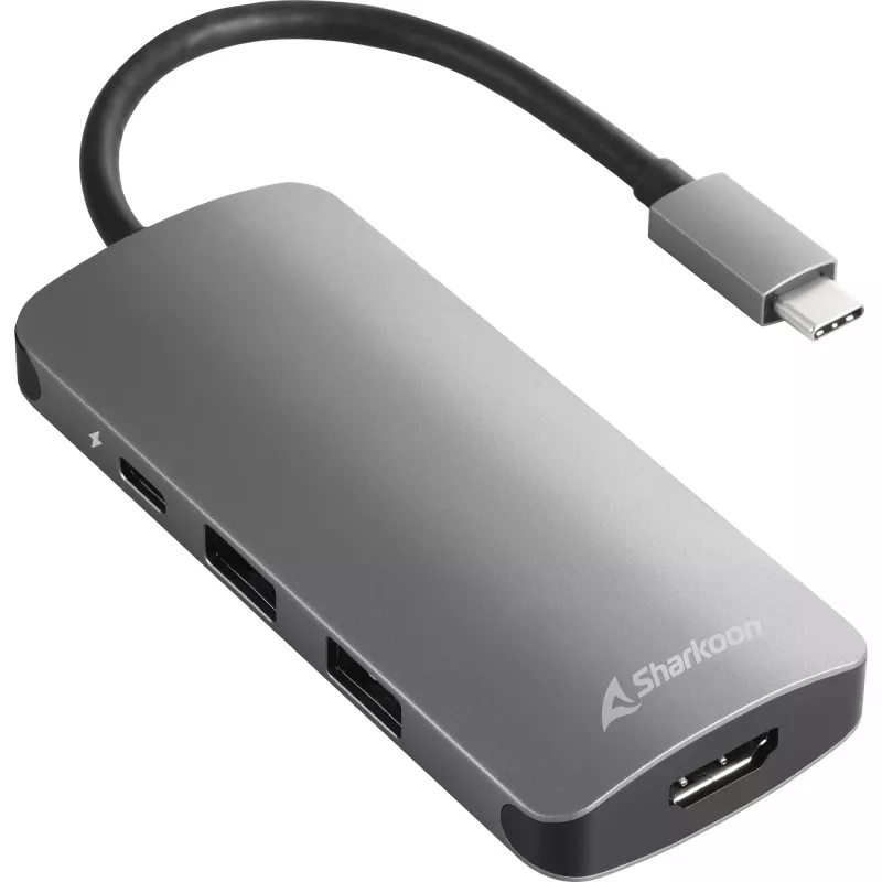 Kelių prievadų adapteris Sharkoon USB 3.0 Type C 3.2 Gen 1 pilka