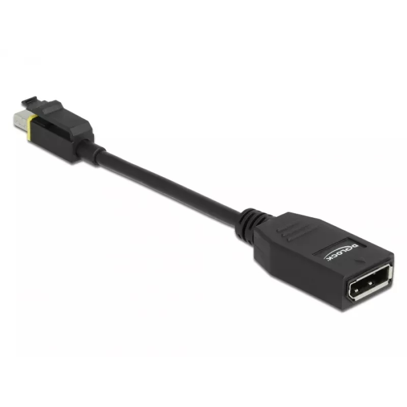 DeLOCK - DisplayPort adapteris - Mini DisplayPort (kištukas) su fiksavimu į DisplayPort (lizdas) - DisplayPort 1.4 - 15 cm - be halogenų, 8K palaikymas - Juoda (65978)