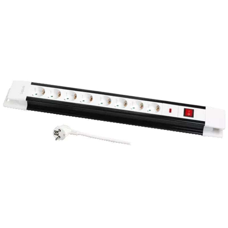Prailgintuvas LogiLink LPS207 3m 8x kištukinis lizdas (Tipas F) juoda/balta
