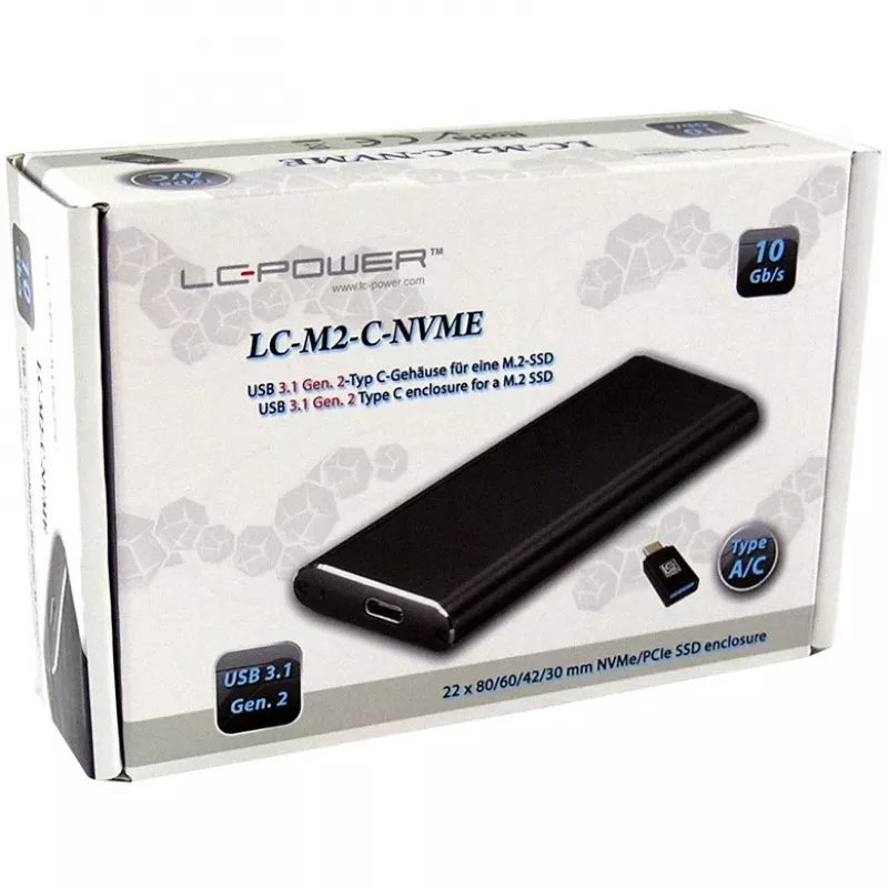 SSD dėklas LC-Power LC-M2-C-NVME juodas M.2