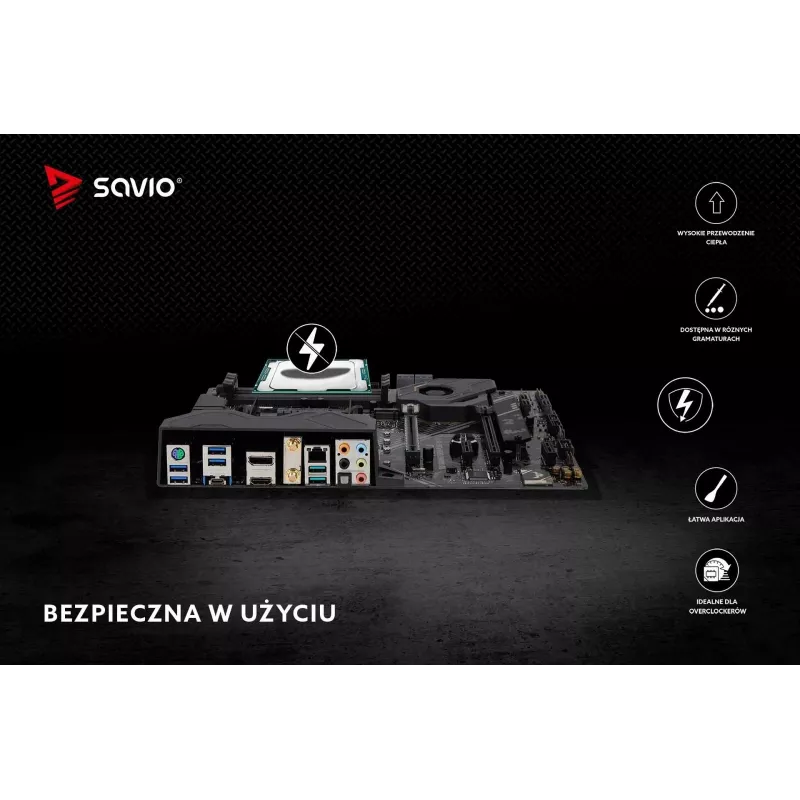 Termopasta SAVIO TG-03 1 g — 13,5 W/m·K, pilka, su aplikatoriumi ir mentele