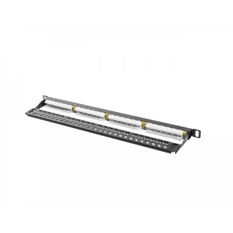 Lanberg PPU5-0024-B - pataisų skydelis - RJ-45 - Cat5, Cat5e - juodas - metalinis - montavimui į stelažą - 0.5U