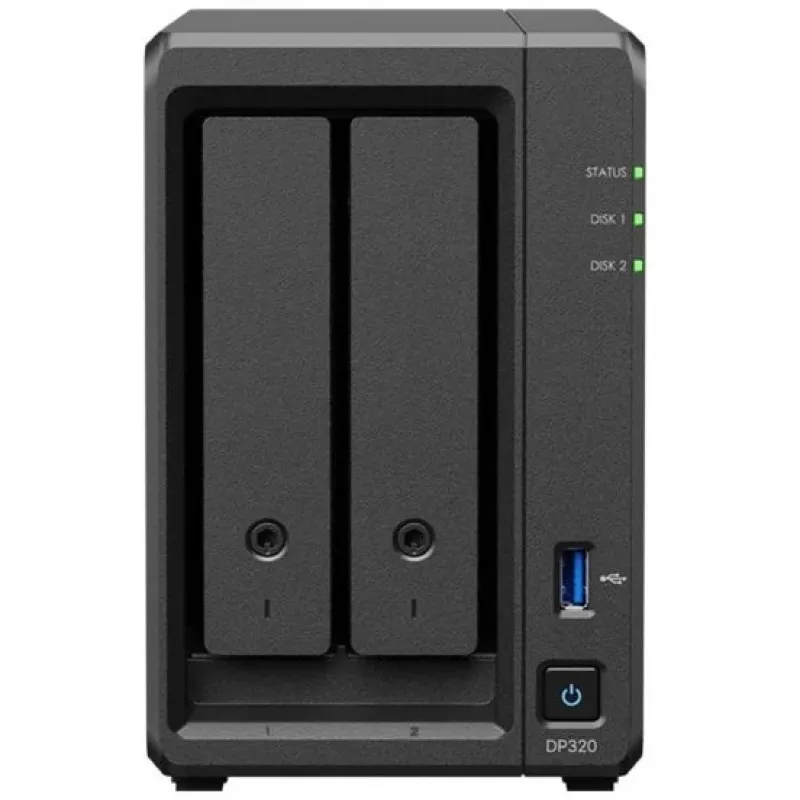 NAS saugojimo serveris SYNOLOGY DP320 Desktop R1600, 8 GB RAM, 16 TB, 2 lizdai, HDD palaikymas, RAID, Juoda