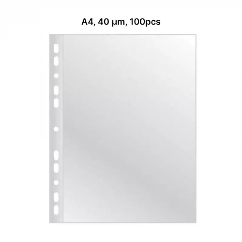 AD Class Perforuoti vokai A4 skaidrūs 40 mikronų, pakuotė 100 vnt.