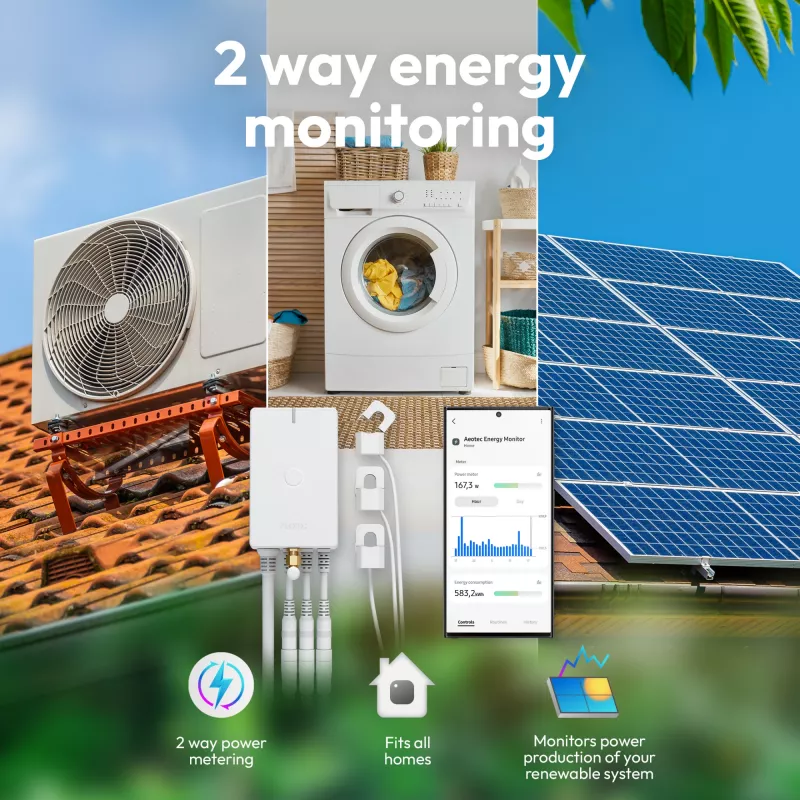 Energijos skaitiklis AEOTEC AEOEZWA046C3A60 – trys spaustukai 60A su Z-Wave vienfazei arba trifazei apskaitai