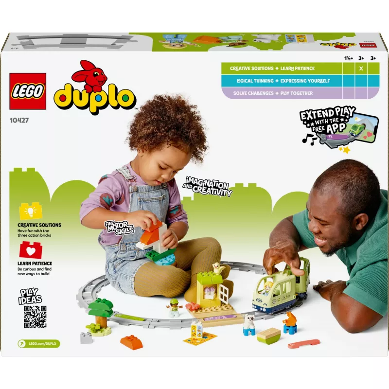 Traukinukų rinkinys LEGO DUPLO Interaktyvi nuotykių geležinkelis 10427, 57 dalių, 2 minifigūrėlės, nuo 2 metų