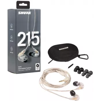 Shure SE215 Pro laidinės ausinės scenai ir studijai skaidrios