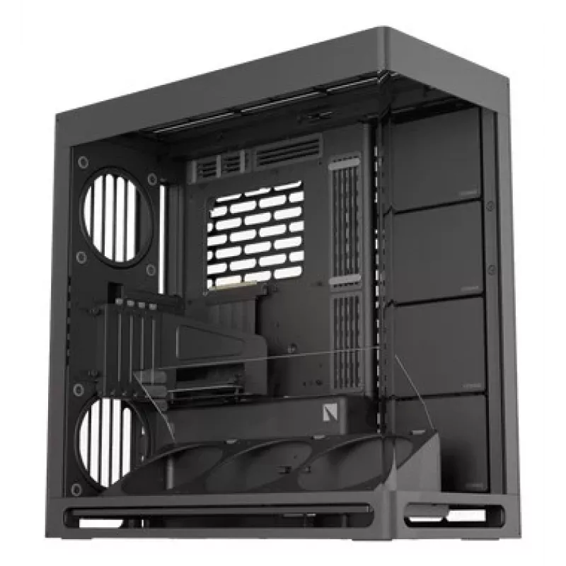 HAVN HS 420 VGPU PC korpusas, Midi-Tower, E-ATX, grūdintas stiklas, PCIe 5.0 keltuvinis kabelis - juodas