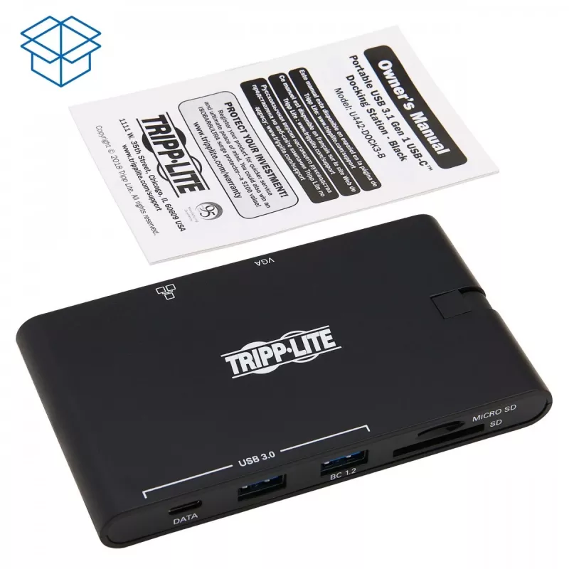 USB-C Dock - 4K HDMI, VGA, USB 3.2 Gen 1, USB-A/C šakotuvas, Gigabit Ethernet, atminties kortelių lizdai, 100W PD įkrovimas
