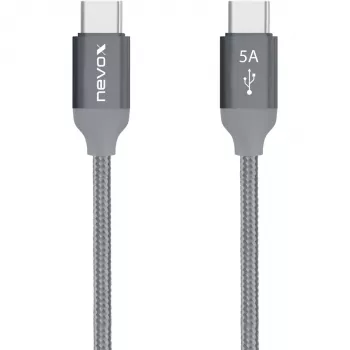 USB C laidas Nevox 1654 USB 2.0 2m pilkas sidabrinis