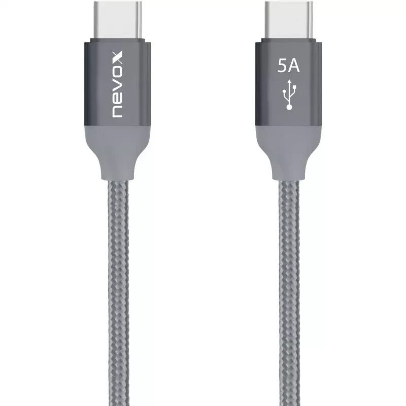 USB C laidas Nevox 1654 USB 2.0 2m pilkas sidabrinis
