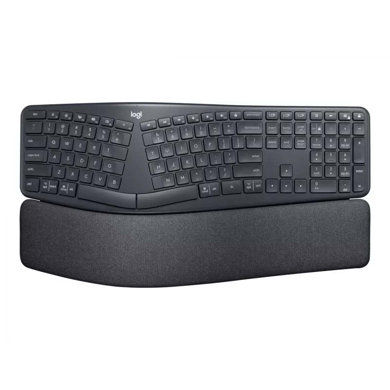 Logitech ERGO K860 – belaidė ergonominė klaviatūra, 2,4 GHz / Bluetooth 5.0, QWERTY ispanų, grafito spalvos
