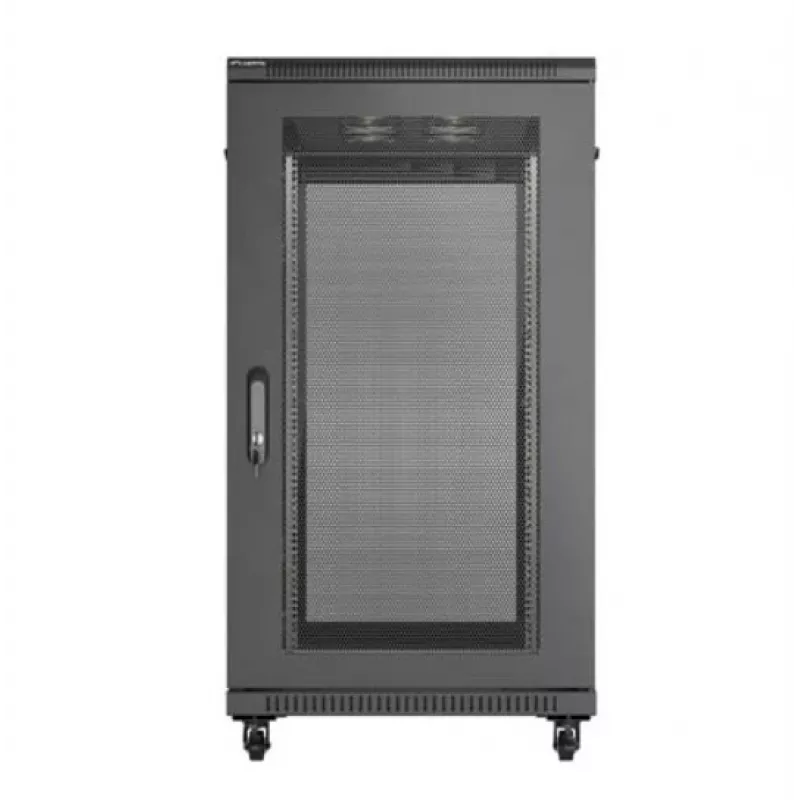 19 colių stelažo spinta LANBERG FF01-6222-23B 22U 600x1200 mm juoda perforuotomis durelėmis