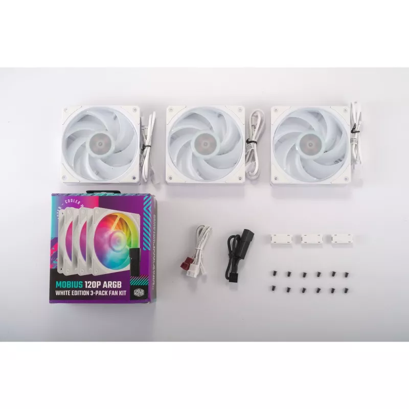 COOLER MASTER Mobius 120P ARGB 120mm Baltas 3 vnt.