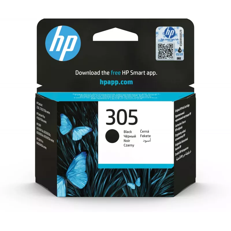 HP 305 Original juodos spalvos rašalo kasetė, juoda, 1 vnt., 120 puslapių