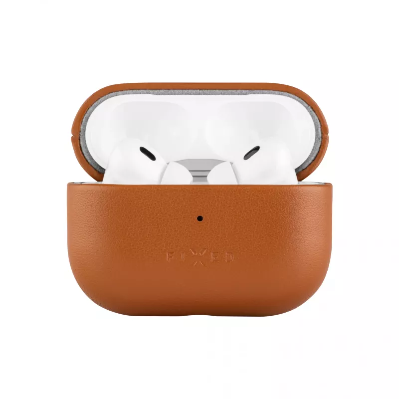 Fixed Dėklas ausinėms su MagSafe palaikymu, Apple AirPods Pro 2/Pro 2 (USB-C), Ruda spalva, Oda