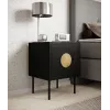 Komplektas naktinių staliukų 2 vnt. cama meble PALAZZO 44,5×40×59 cm juodos spalvos su ąžuolo craft akcentais — 1 durelė, matinis laminatas, metalinės kojos