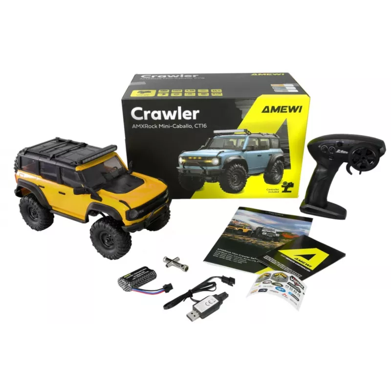 Radijo bangomis valdomas krovininis visureigis Amewi Mini-Cabalo AMXRock 4WD 1:16 RTR, elektrinis, paruoštas važiavimui