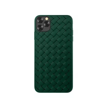 Minkštas apsauginis dėklas Devia iPhone 11 Pro Max su pynimo raštu, žalias