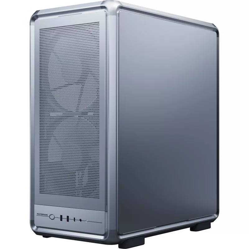 Korpusas PC Cooler Master MasterFrame 500 Mesh — Juodas su permatomu šonu, ATX maitinimo šaltinis, 2×200mm priekyje + 1×120mm gale, 2.5 colio/3.5 colio diskams
