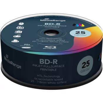 BD-R tuščias Blu-Ray diskas MediaRange MR515 (25 GB, 6x, 25 vnt. cakebox)
