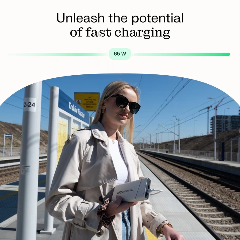 Nešiojama baterija Green Cell BPLGC20P 20800 mAh Li‑Ion, USB‑C PD 65W, 2x USB‑C + 1x USB‑A, aliumininis korpusas