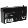 UPS baterija Green Cell AGM13, sandari švino rūgšties VRLA 6 V 1,3 Ah, 290 g, juoda