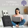 Belaidis Mini USB Wi-Fi adapteris QOLTEC 57007 – vienos juostos 2,4 GHz, iki 150 Mbps, vidinė antena