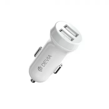 Automobilinis įkroviklis Devia Smart Series Lightning 5V 3.1A Dvigubas USB Baltas