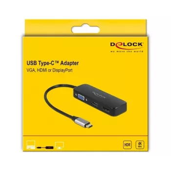 DeLOCK USB-C adapteris į VGA HDMI DisplayPort 4K 60 Hz