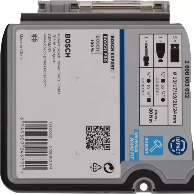 Bosch Powertools PRO 1/2 colio 7 dalių smūginių lizdų rinkinys, juodos spalvos