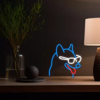 Neoninė sieninė šviesa MANTA Dog with Glasses SNL69MT – LED neoninis šuns su akiniais šviestuvas