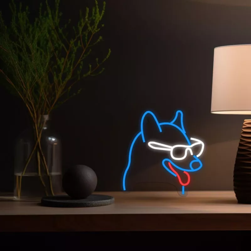 Neoninė sieninė šviesa MANTA Dog with Glasses SNL69MT – LED neoninis šuns su akiniais šviestuvas