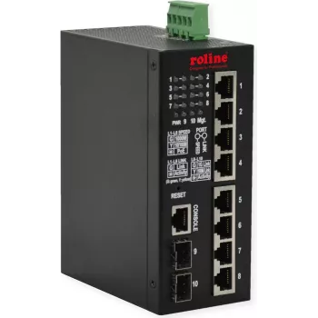 ROLINE Industrinis Gigabit Ethernet valdomas jungiklis 8x PoE + 2x SFP 240W - 10 prievadų - 1 Gbps - PoE - valdomas (21.13.1131)