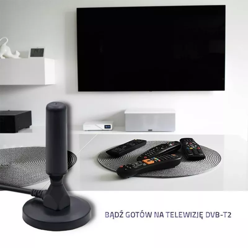 Patalpų TV antena QOLTEC 57016 DVB-T2 kompaktinė skaitmeninei antžeminei televizijai